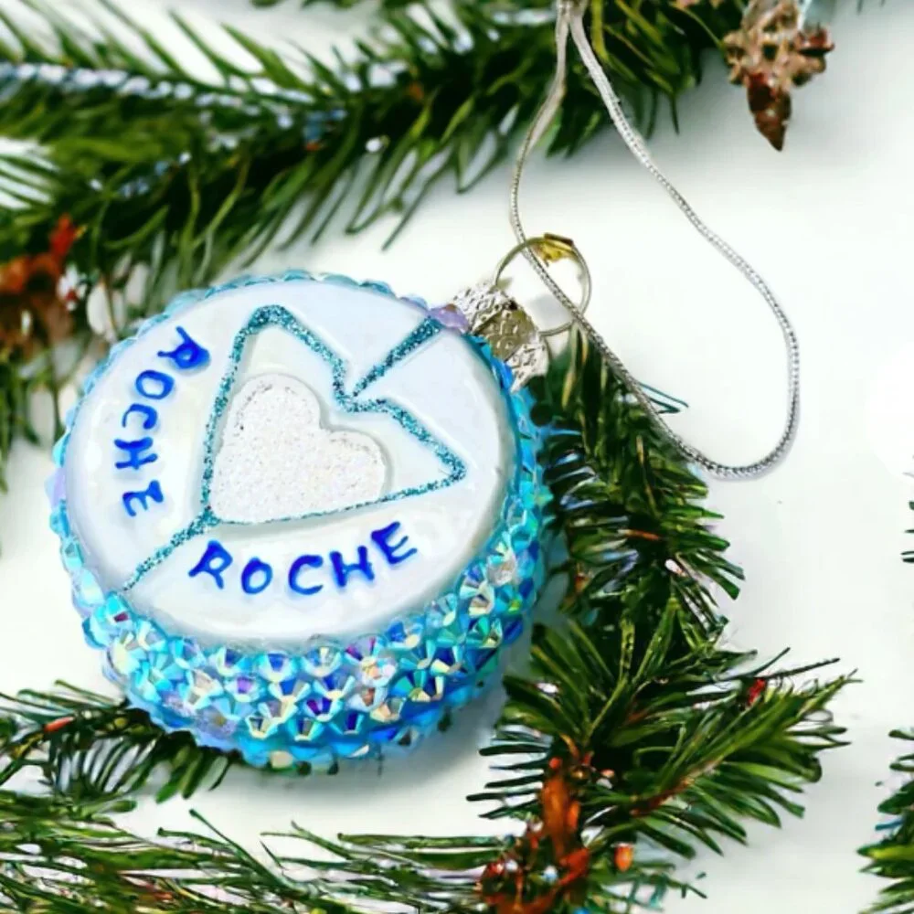 Valium Pill Ornament Blue Glitter Christmas Ornament NWT Novelty Holiday Decor
